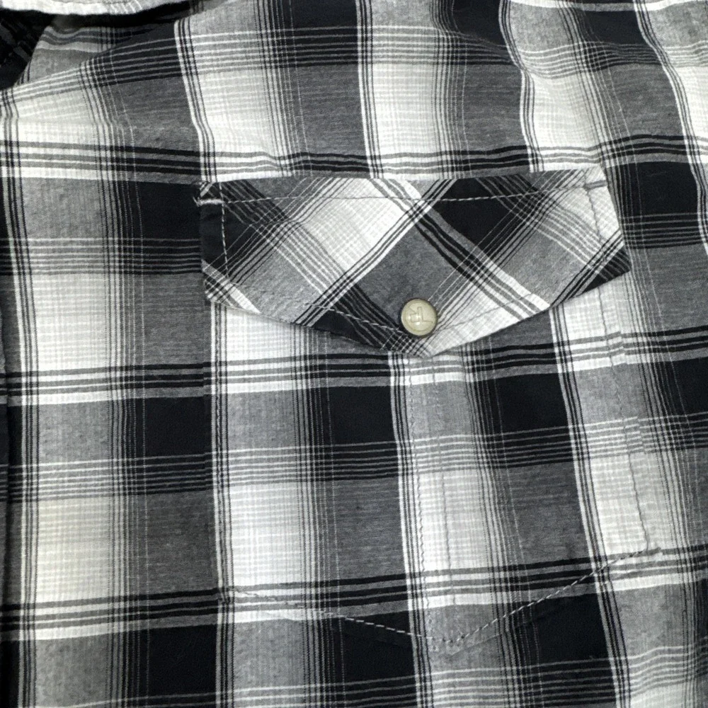 Topo Ranch Pearl Snap‎ Plaid Western Long Sleeve Rockabilly Shirt Size Medium